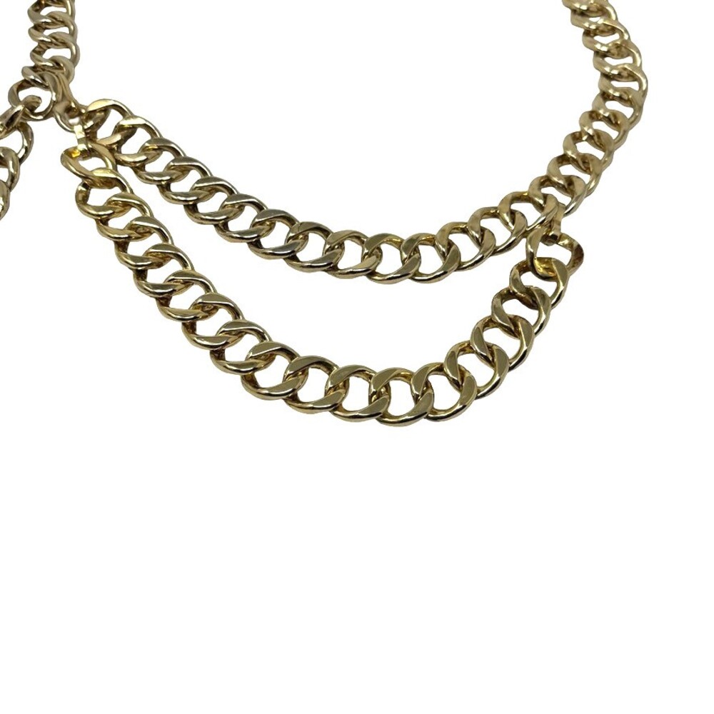 Vintage womens belt Gold Tone Curb Chain Belt heavy chunky Draped coin - Picture 3 of 11